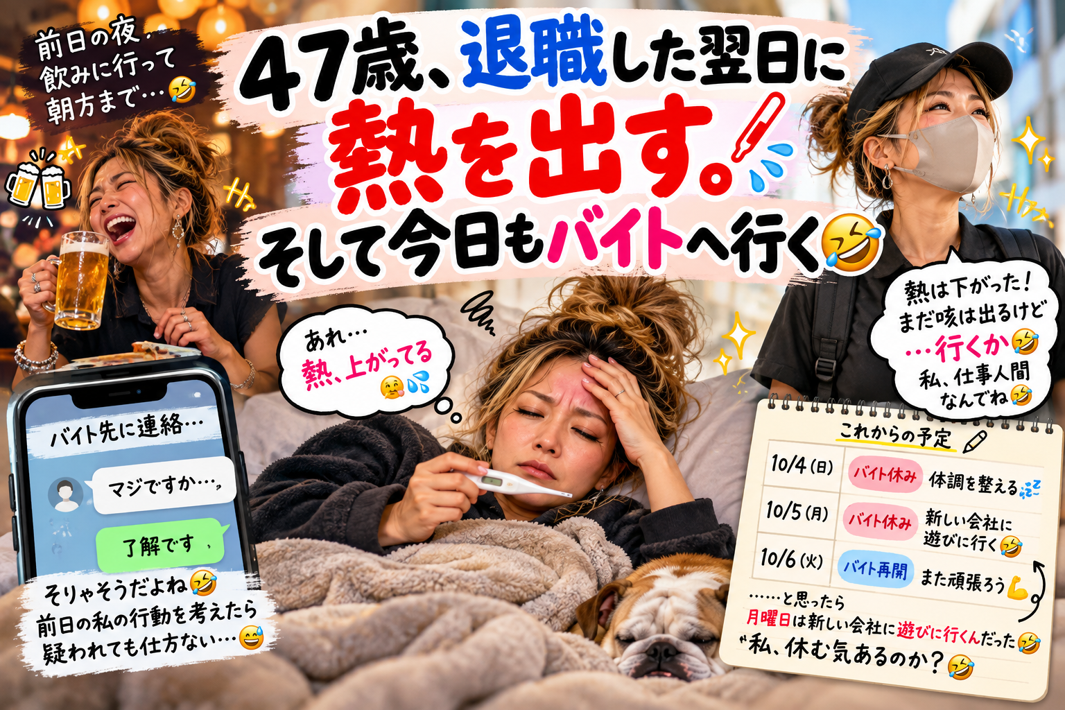 第12話｜47歳、退職した翌日に熱を出す。そして今日もバイトへ行く🤣